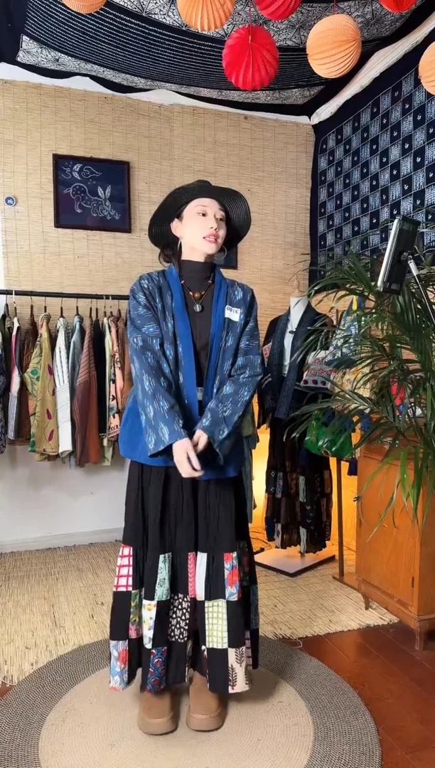 【闪购商品】设计师款蓝染开衫外套