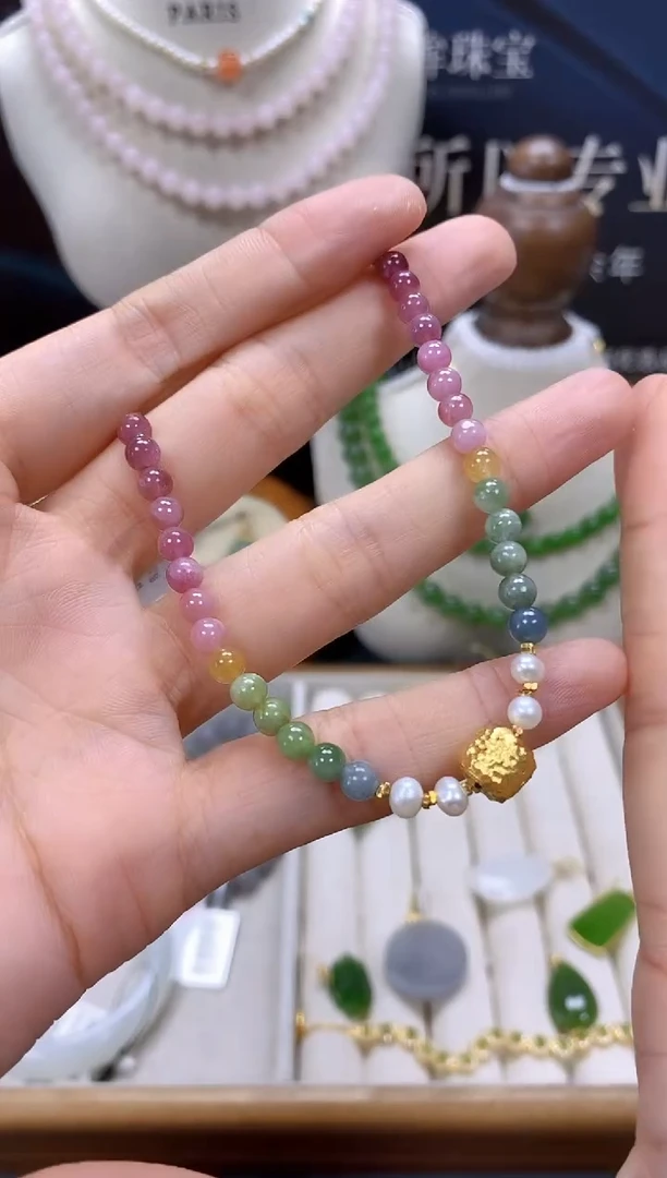 手链银S925镶嵌碧玺cg