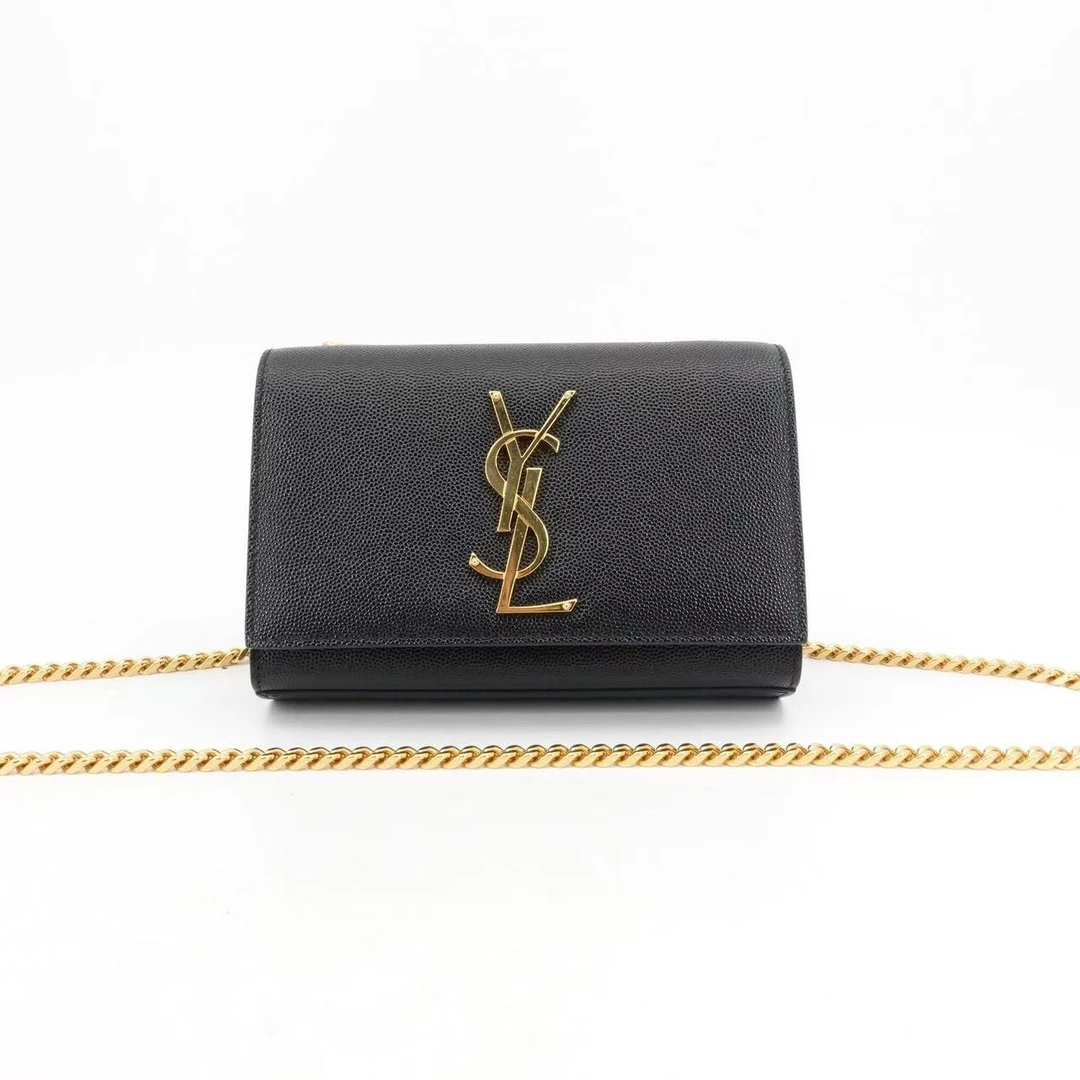 95新 YSL/圣罗兰 kate流苏包mini黑金牛皮单肩包/97544610