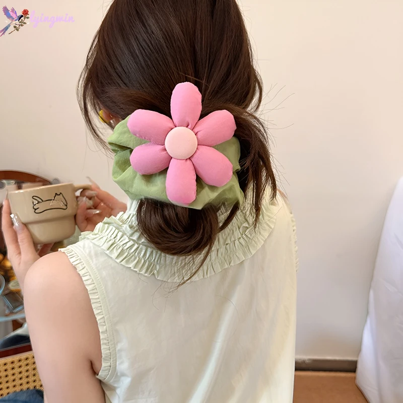 【LyingWin】韩系立体花朵可爱大肠发圈多巴胺头绳丸子头发绳女发饰