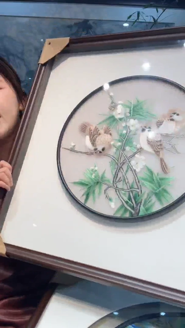 刺绣非遗苏绣手工刺绣单面绣麻雀框中框