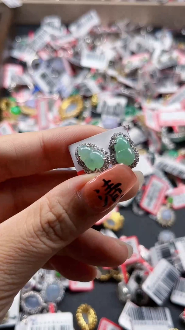 银S925镶嵌戒指翡翠天然A货缅甸翡翠