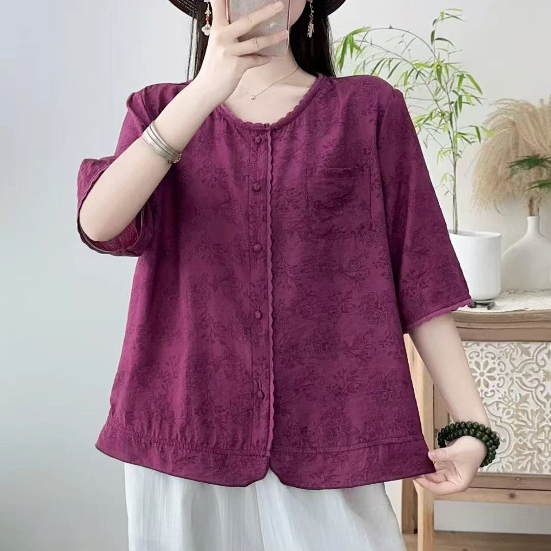 8295新款夏季洋气减龄气质文艺小衫QZ