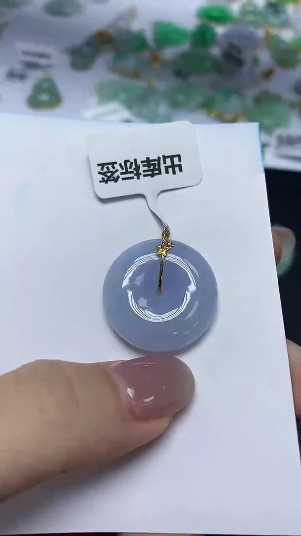 翡翠18K金镶嵌颈饰天然缅甸翡翠A货