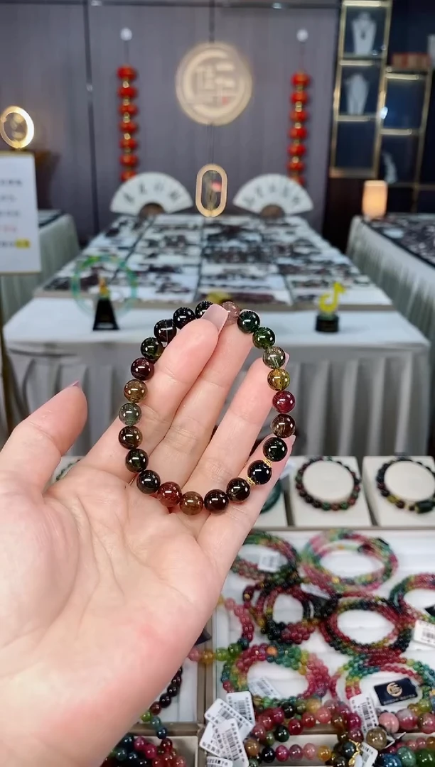 未镶嵌收藏级老矿碧玺单圈手串8mm+碧玺hon多样性发一条