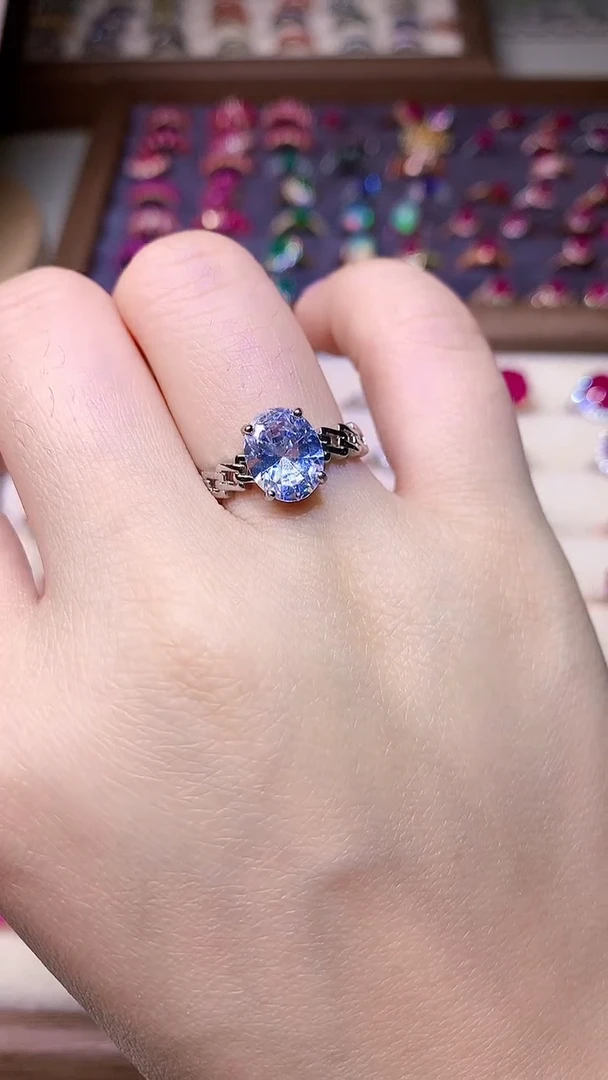 【闪购商品】彩色蓝宝石戒指银S925镶嵌000