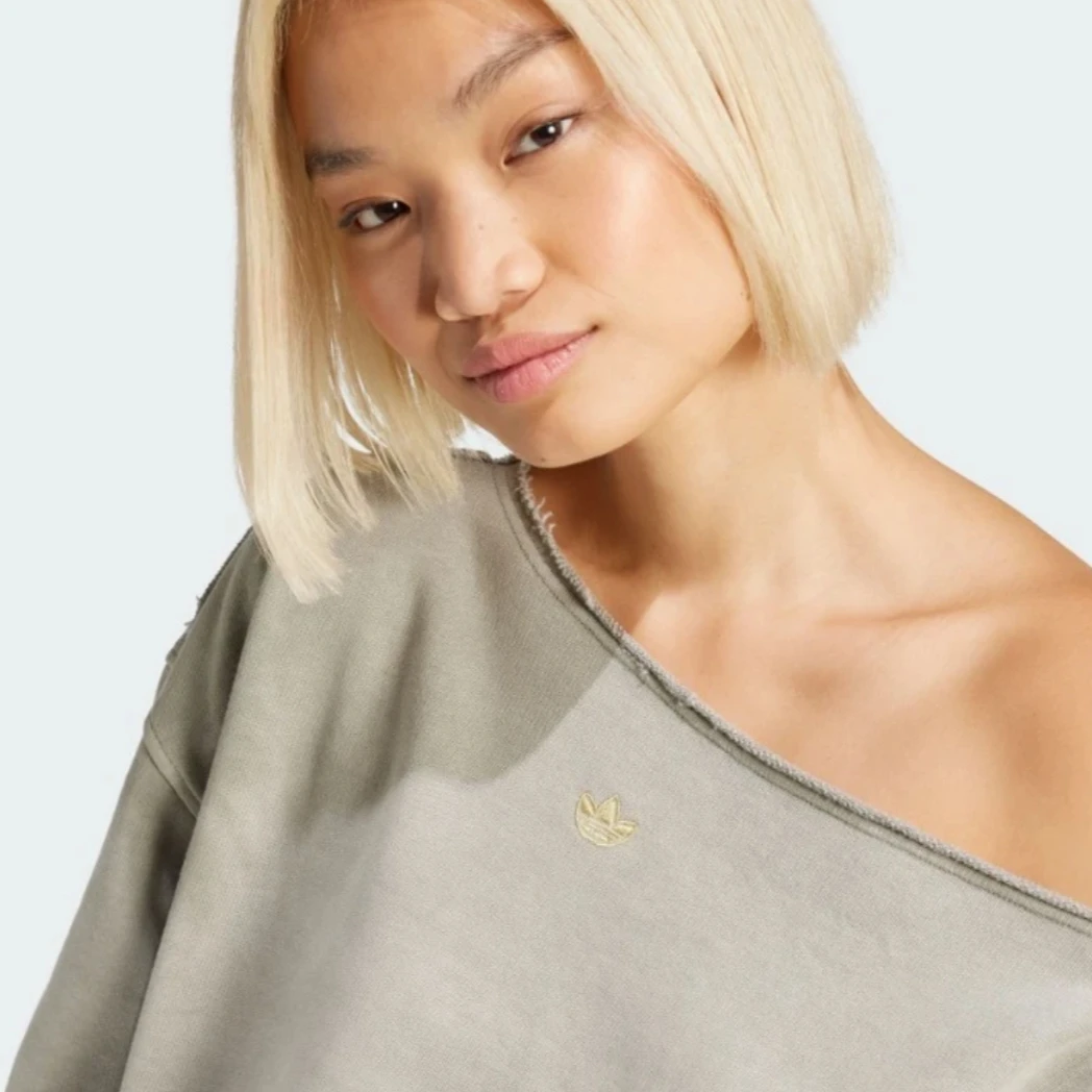 adidas/阿迪达斯【万象AD】水洗系列露肩斜肩宽松运动卫衣JI5732