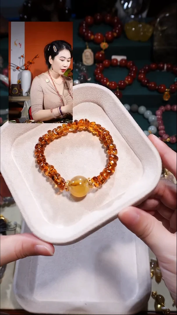 18K金镶嵌手链水晶巴西黄水晶小树娇花等