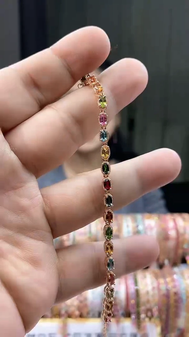 【闪购商品】碧玺手链银S925镶嵌453543543543