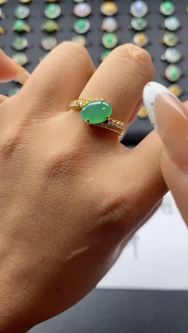 翡翠戒指银S925镶嵌.