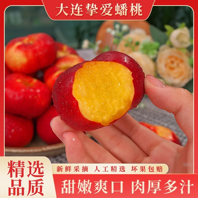【顺丰】大连挚爱蟠桃新鲜头茬水果现摘现发小蟠桃甜嫩多汁2斤起
