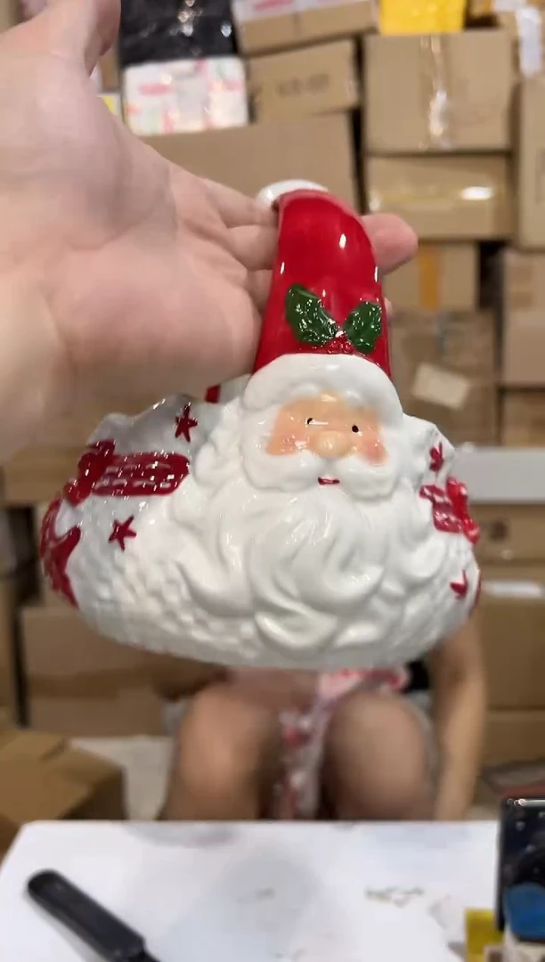 瓷片圣诞老人提篮收纳