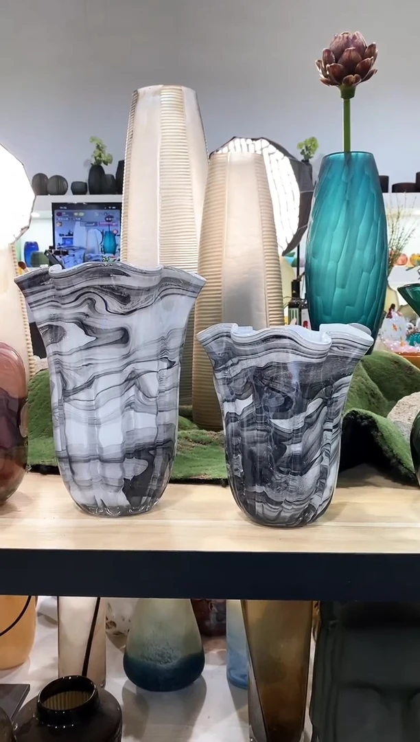 慕忆家手作琉璃花瓶微瑕一对
