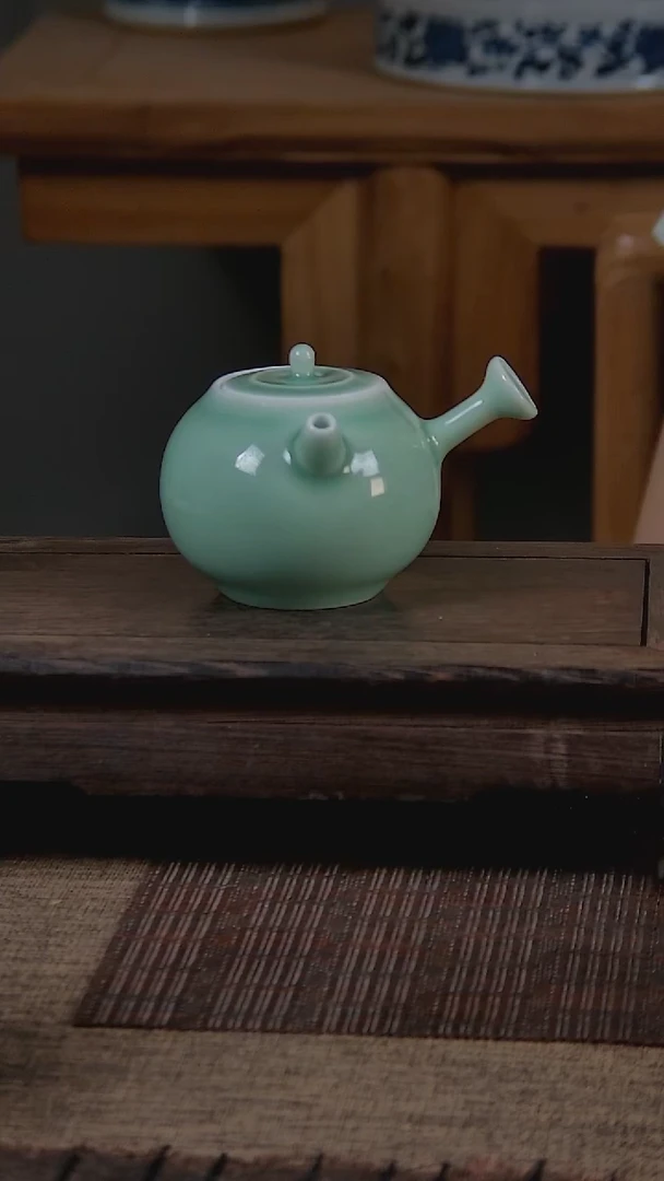 折葵非器手工手绘梅子青侧把壶