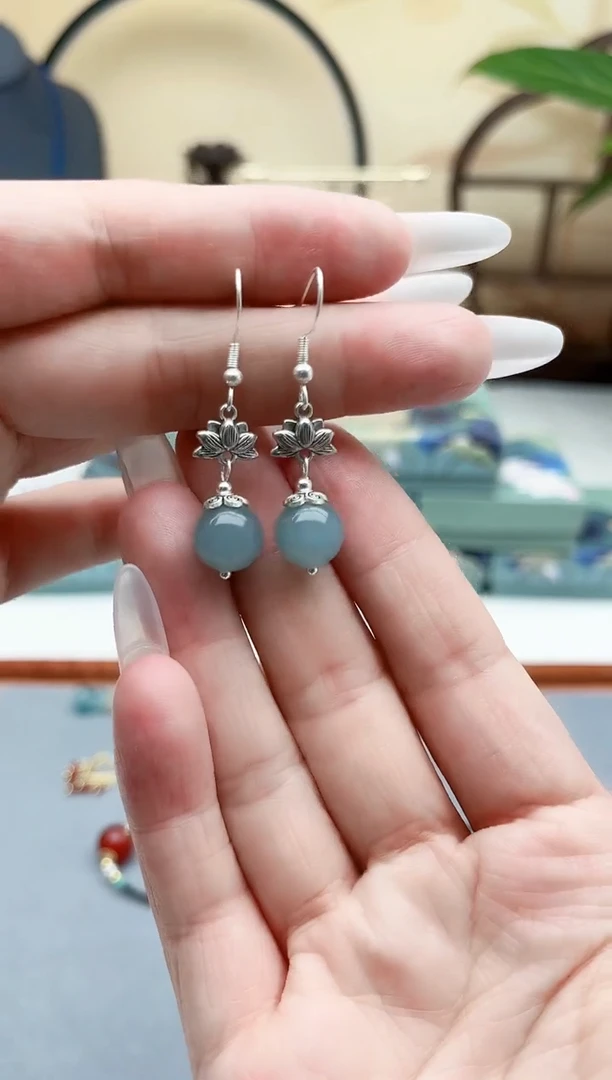 玛瑙/玉髓耳饰银S925镶嵌01