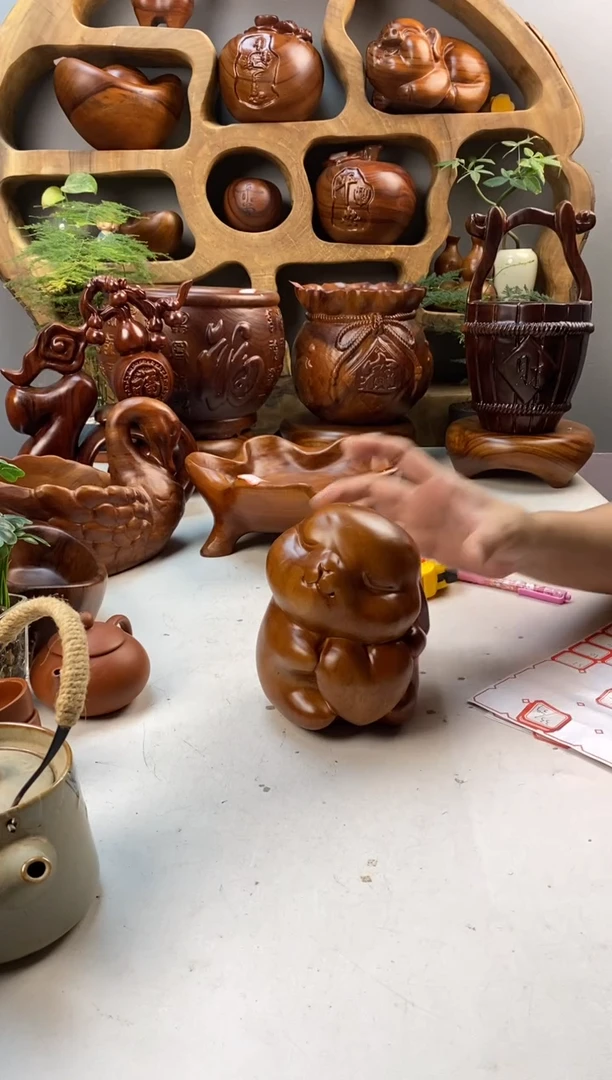 香樟木A51兔子摆件/尺寸13*13*15