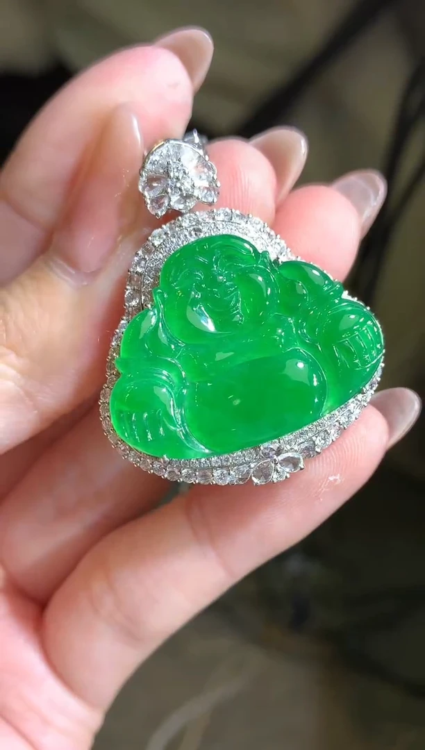 【闪购商品】翡翠吊坠(不含链)18K金镶嵌119-佛公