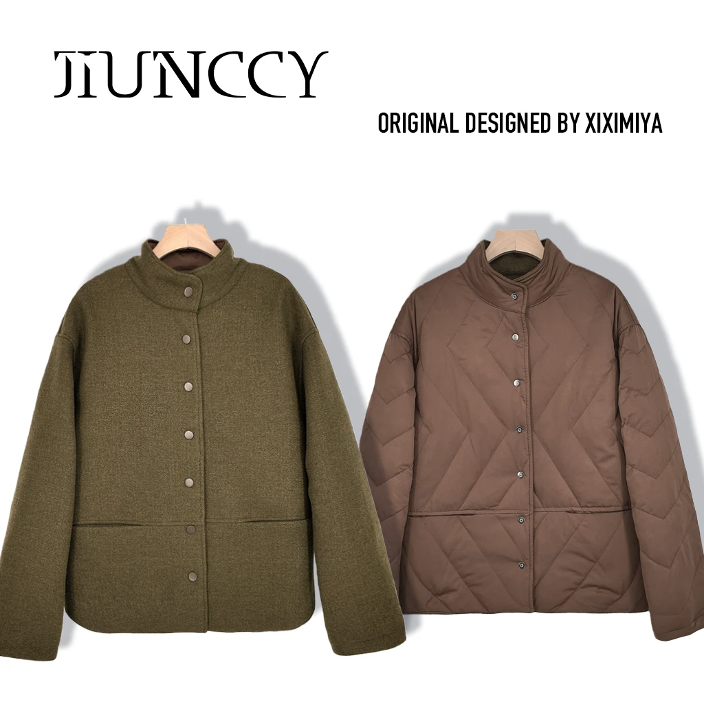 JIUNCCY【绿森】90白鹅绒羊毛混纺毛圈肌理感双面穿羽绒服52YYRF035