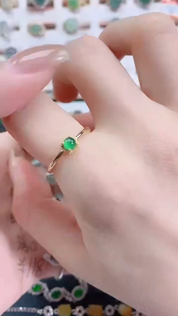 银S925镶嵌戒指翡翠天然翡翠