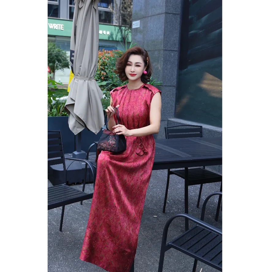 【渣渣专属繁华似锦】设计师款香云纱气质显瘦女款连衣裙DJ2702