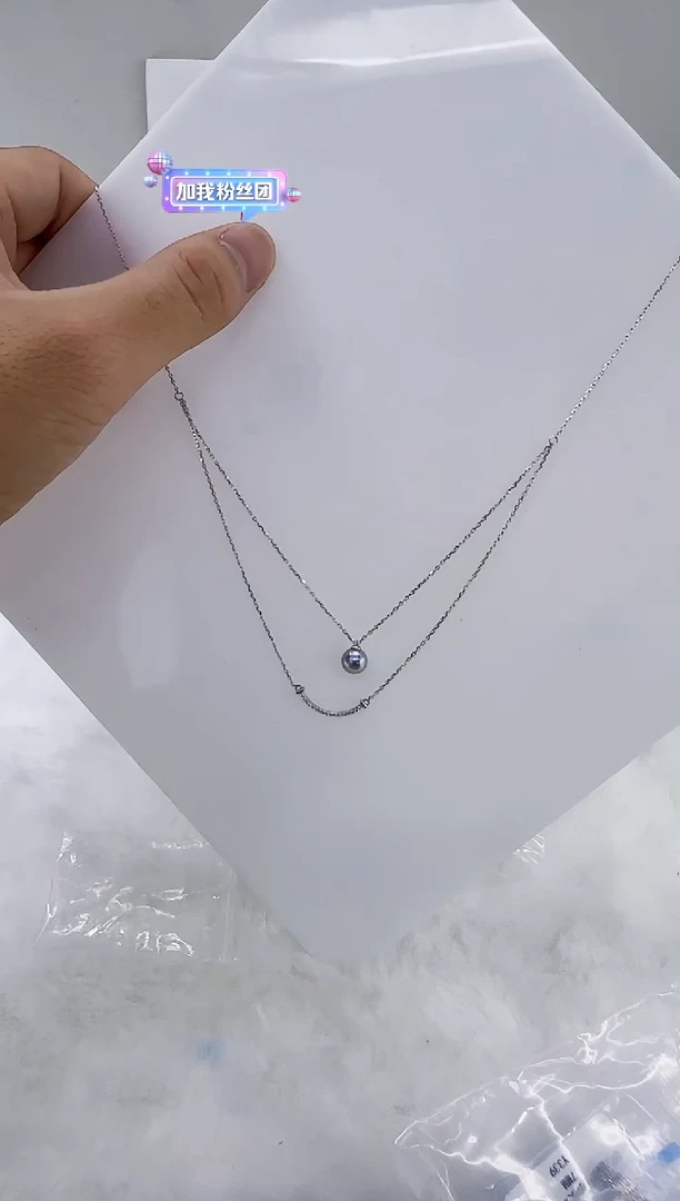 银S925镶嵌海水珍珠DA y339 灰珠套链