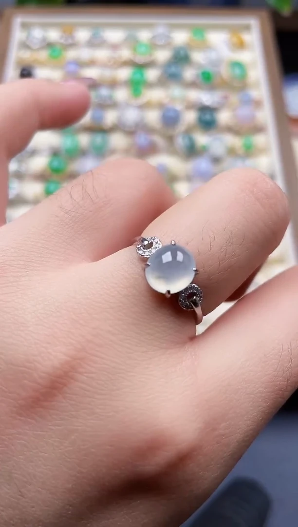 银S925镶嵌戒指翡翠1