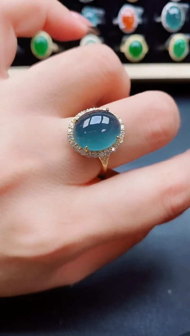 翡翠戒指银S925镶嵌50850