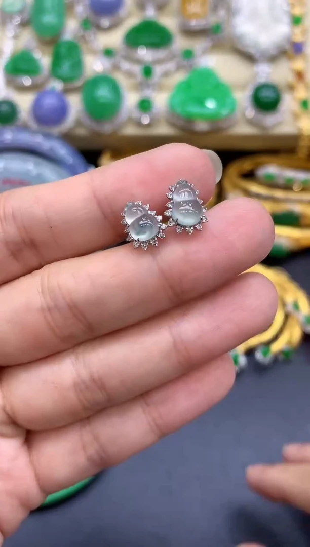 18K金镶嵌翡翠耳饰325-中国好珍宝