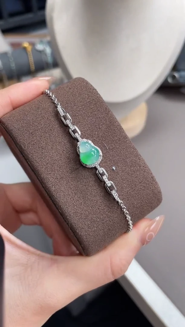 银S925镶嵌手链翡翠999999
