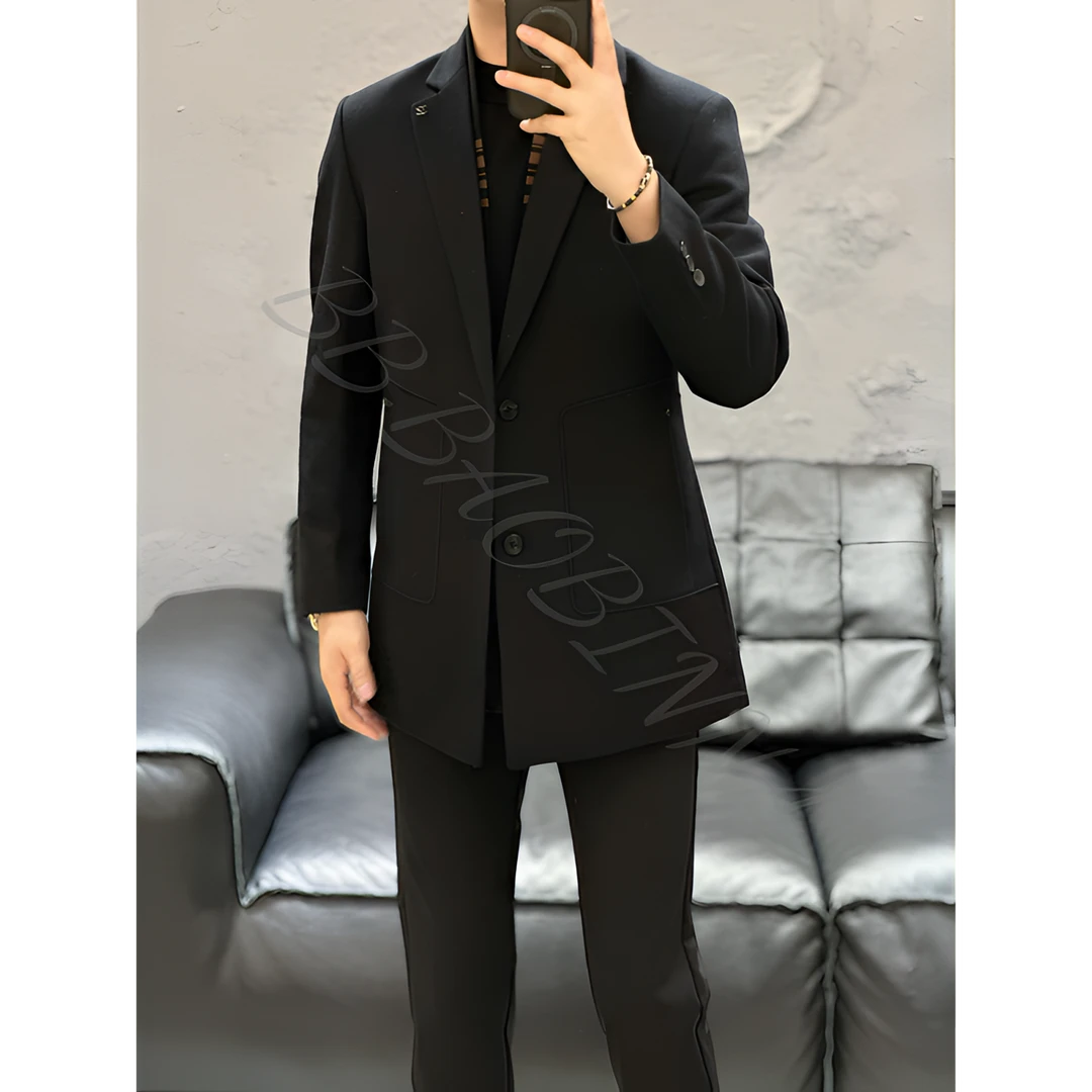 小野· 男装 | "鸭绒内胆"轻奢时尚中长款毛呢大衣外套828-1