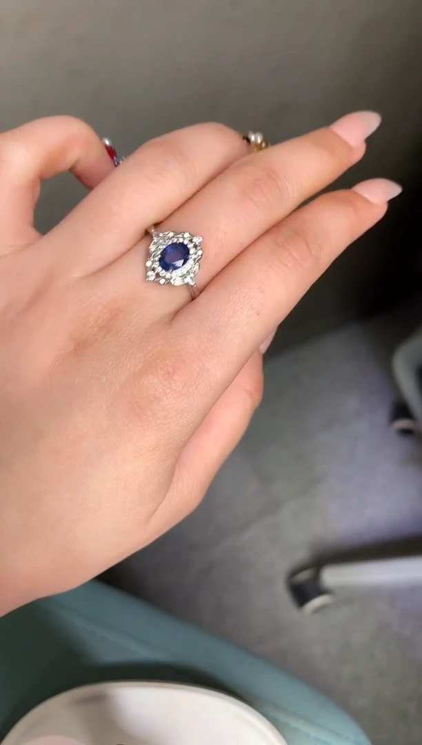 银S925镶嵌戒指定制蓝宝石925银镶嵌 蓝宝石