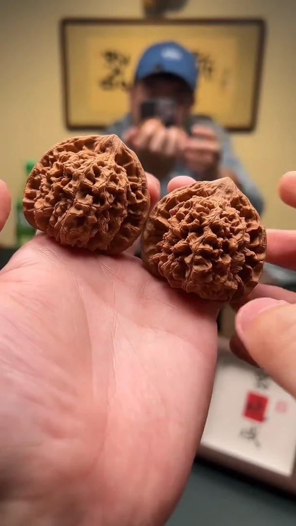 【闪购商品】文玩核桃把件47mm 官帽文玩核桃一对 14号