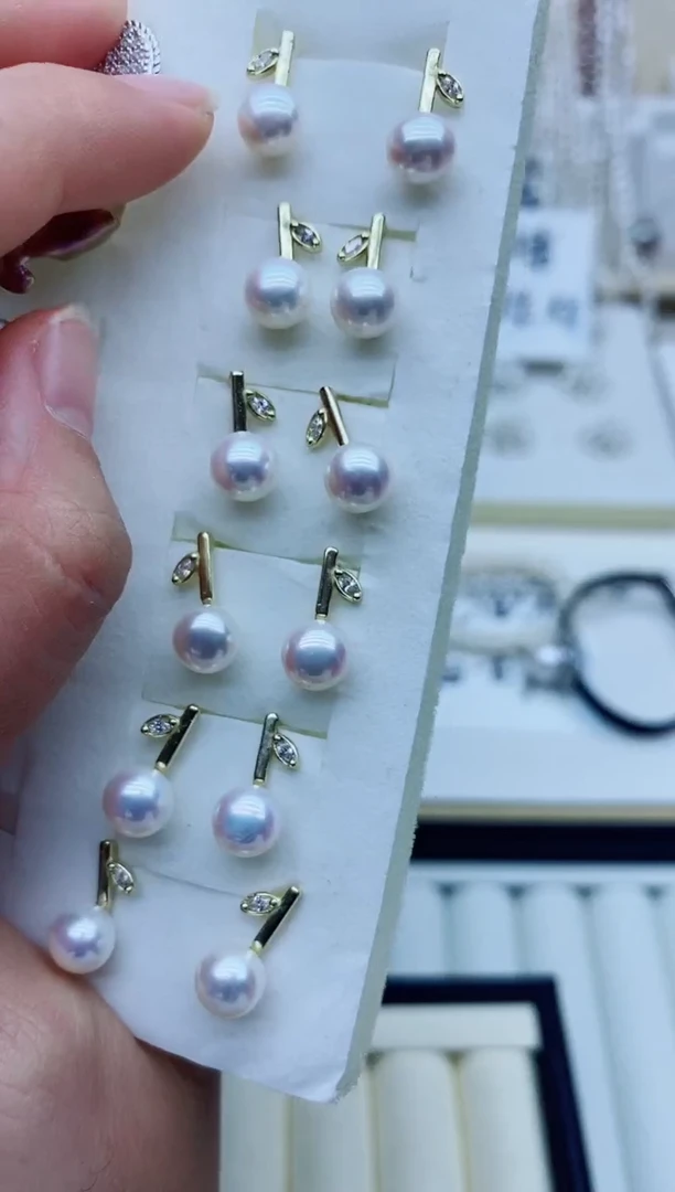 银S925镶嵌耳饰淡水珍珠耳钉多样性发其一