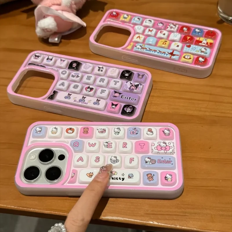 创意立体键盘kt猫适用苹果16promax手机壳iPhone13/14/15软12/11