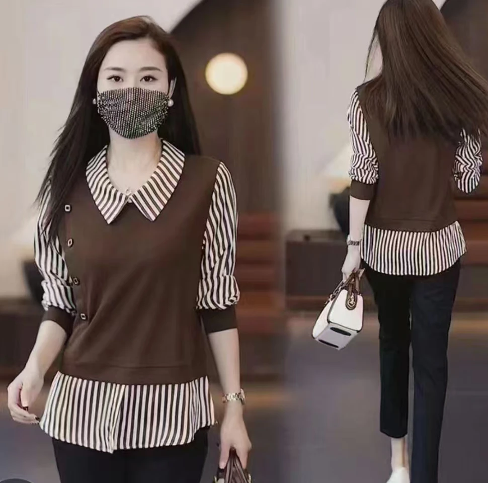 2558 女士时尚百搭条纹小衫 LZ