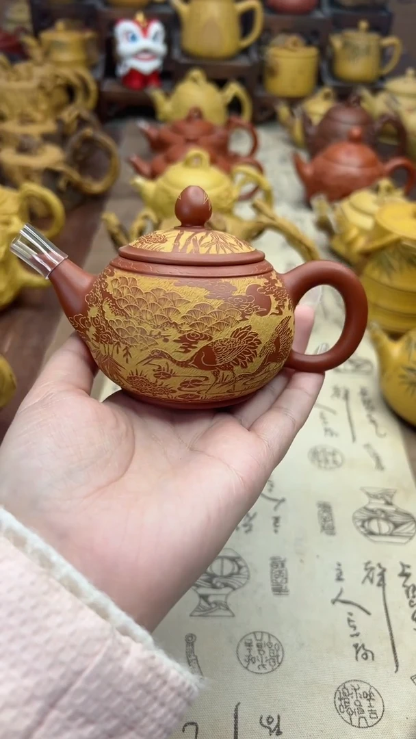 【闪购商品】紫砂茶壶台湾老师陈泰源浮雕紫砂壶