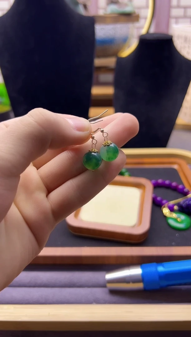 【闪购商品】翡翠耳饰14K金镶嵌E363