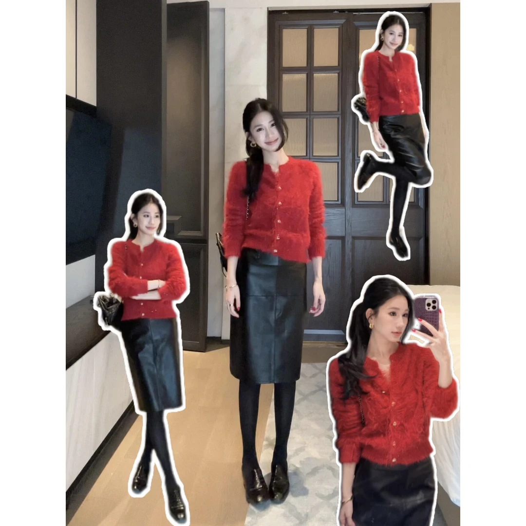 MARIE.COCO秋冬韩系新年氛围感软糯针织衫毛衣高级感气质半身裙女