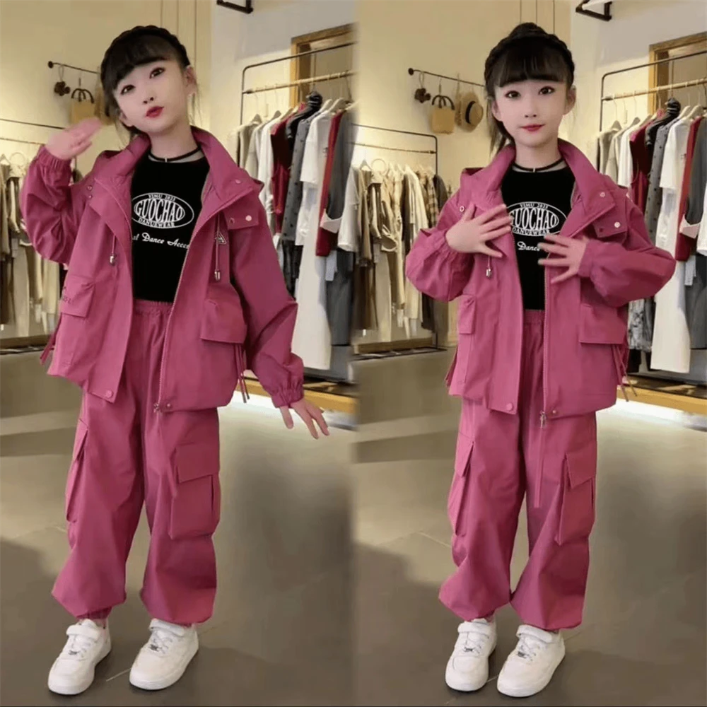 女童套装春秋装2025新款儿童洋气中大童韩版工装运动裤时髦两件套