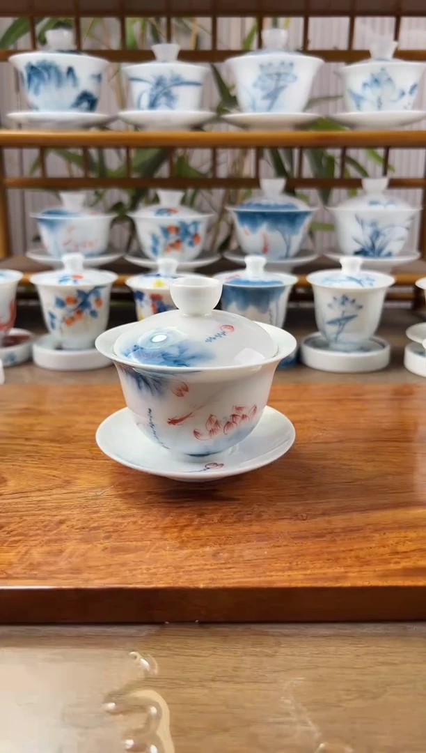 微瑕蓝莲150ml三才盖碗