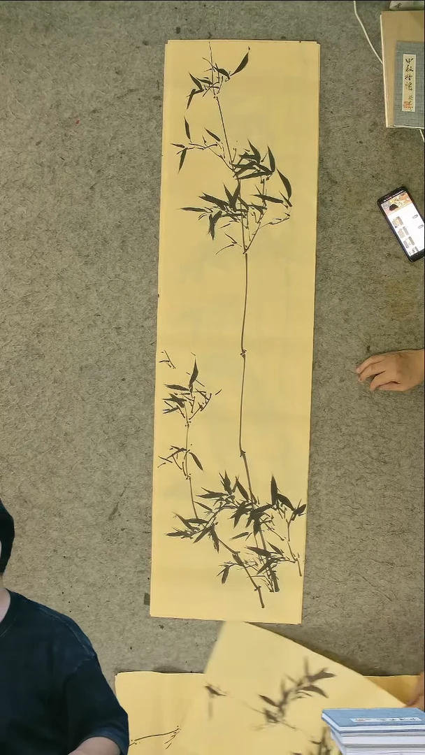 国画四尺对开  墨竹条屏 34*138cm