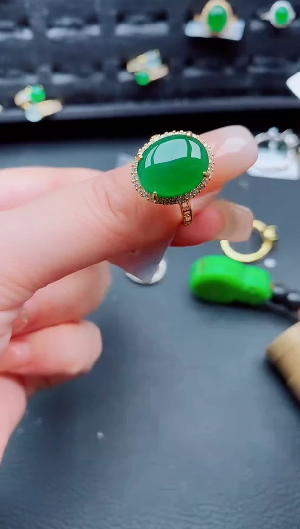 翡翠戒指银S925镶嵌天然a货翡翠325