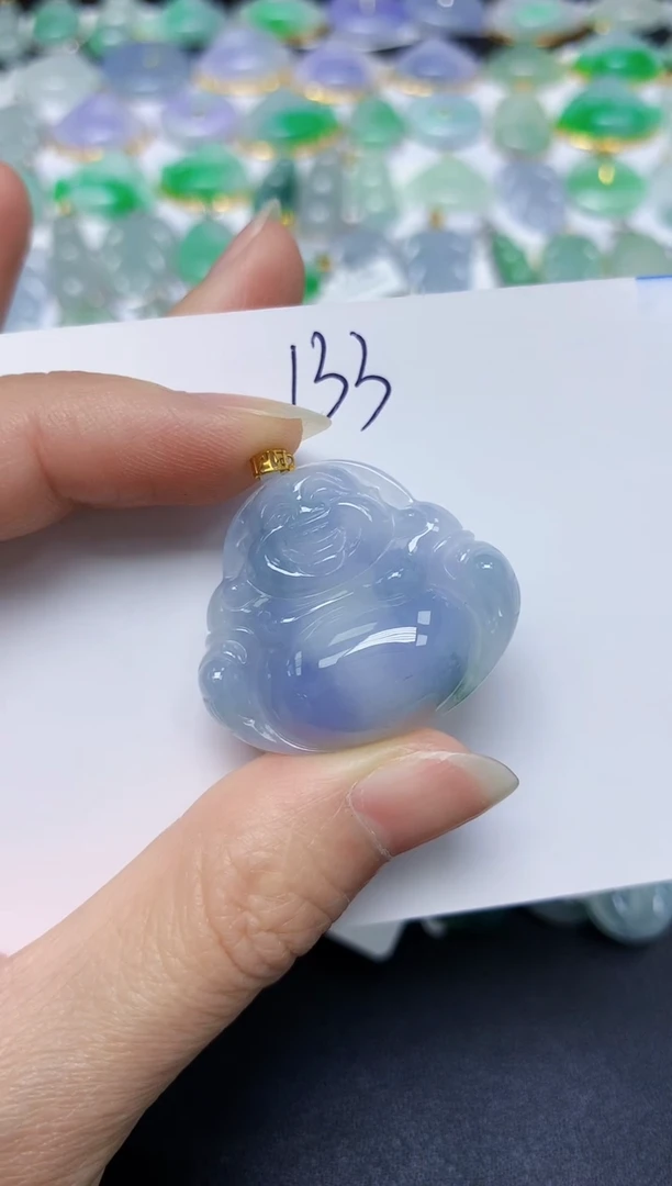 翡翠18K金镶嵌颈饰天然缅甸翡翠A货