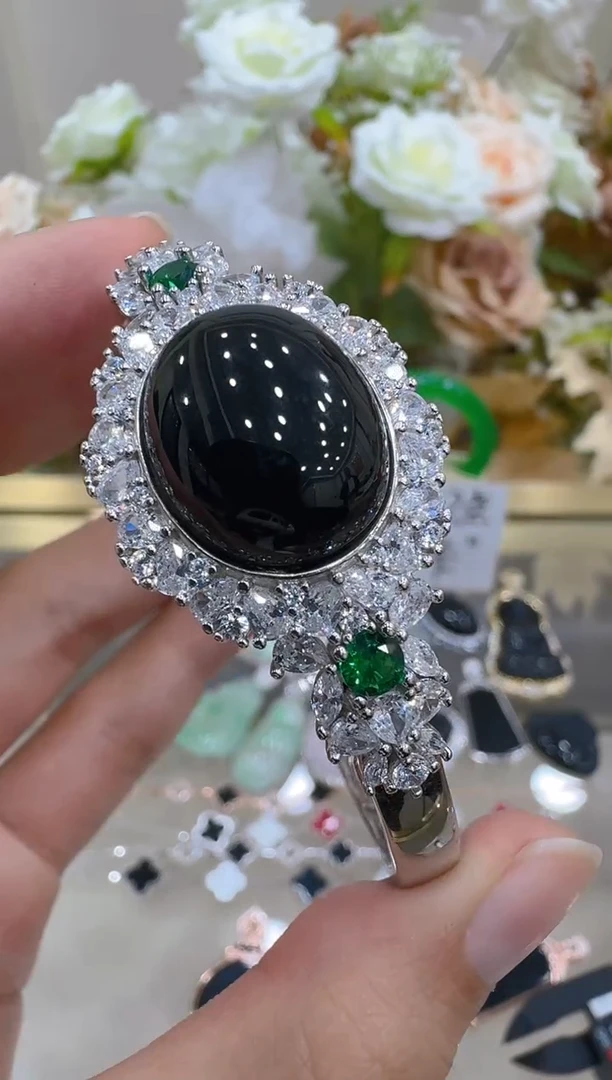 银S925镶嵌手镯翡翠多样性团购发一件