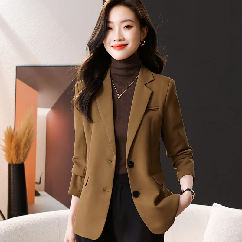 咖色西装外套女春秋新款气质时尚上衣高级感休闲炸街小西服外套