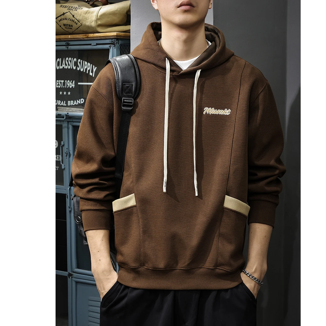 莫安摩萨利连帽加绒加厚卫衣男款潮牌秋打底衫秋冬季新款