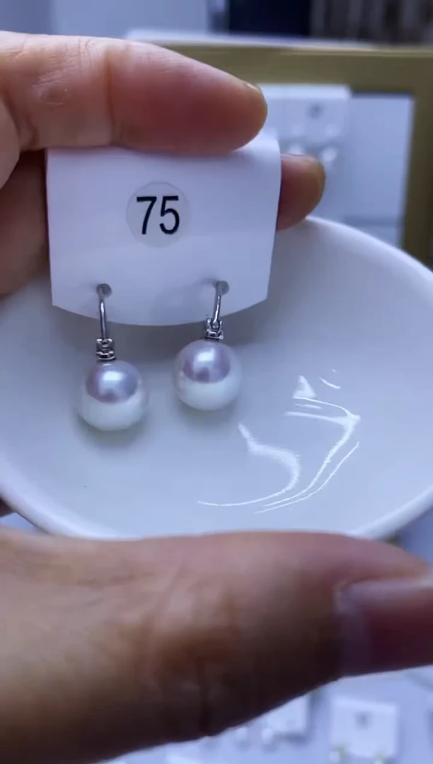 银S925镶嵌耳饰淡水珍珠75