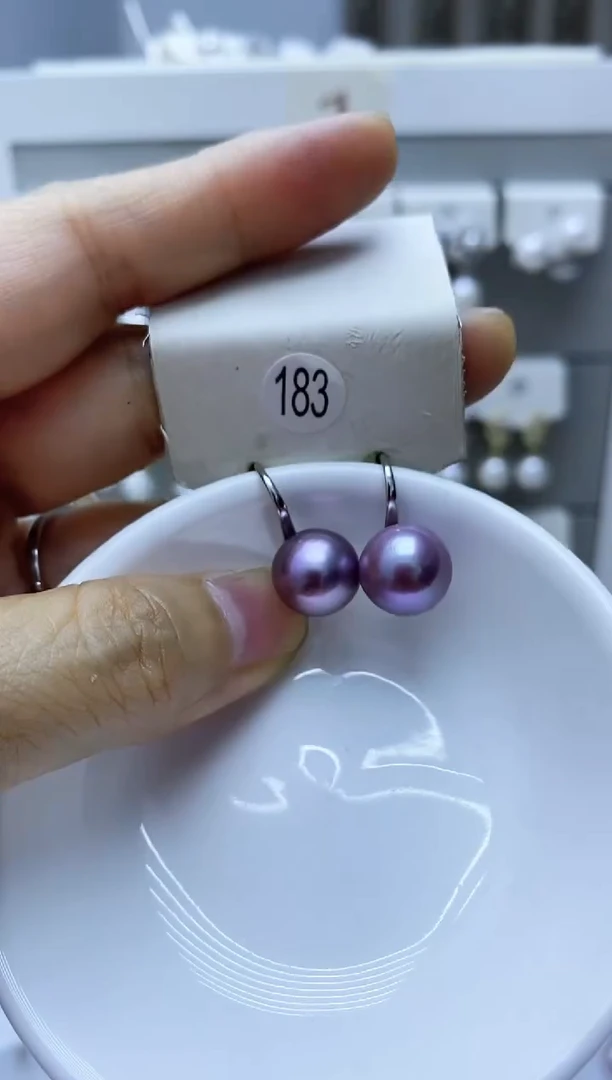 银S925镶嵌淡水珍珠耳饰183