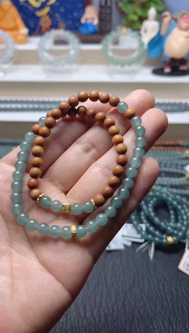 未镶嵌手串翡翠天然危地马拉翡翠A货手串卡5.8左右