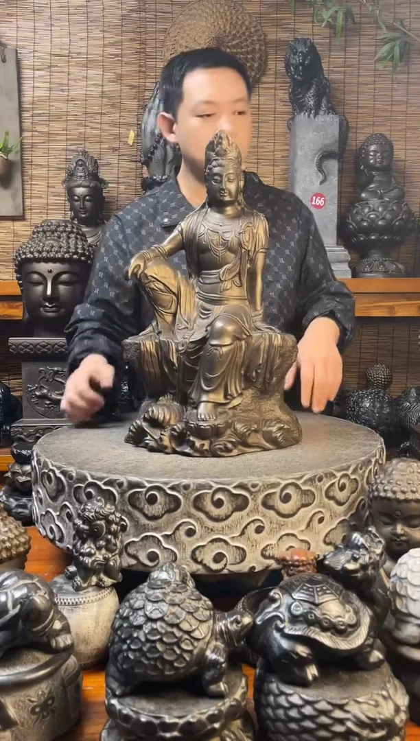石材50自在观音天然青石雕刻